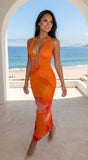 Azariya Floral Plunge Cutout Maxi Dress Orange