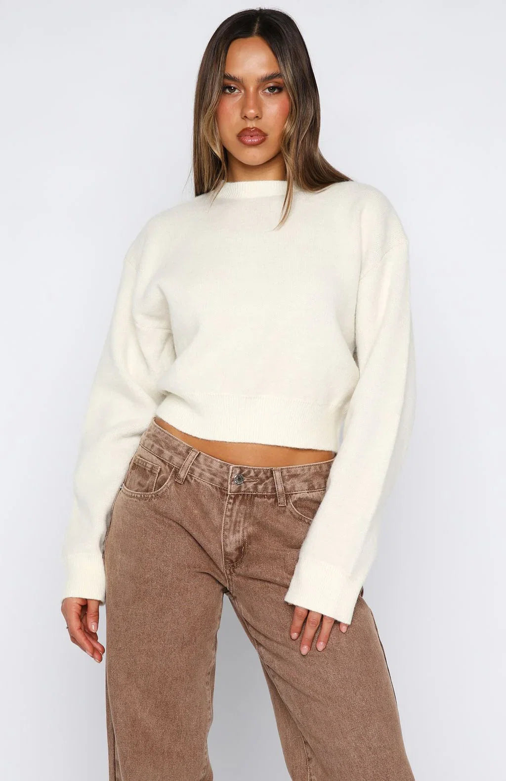 Cant Help Falling Knit Sweater White
