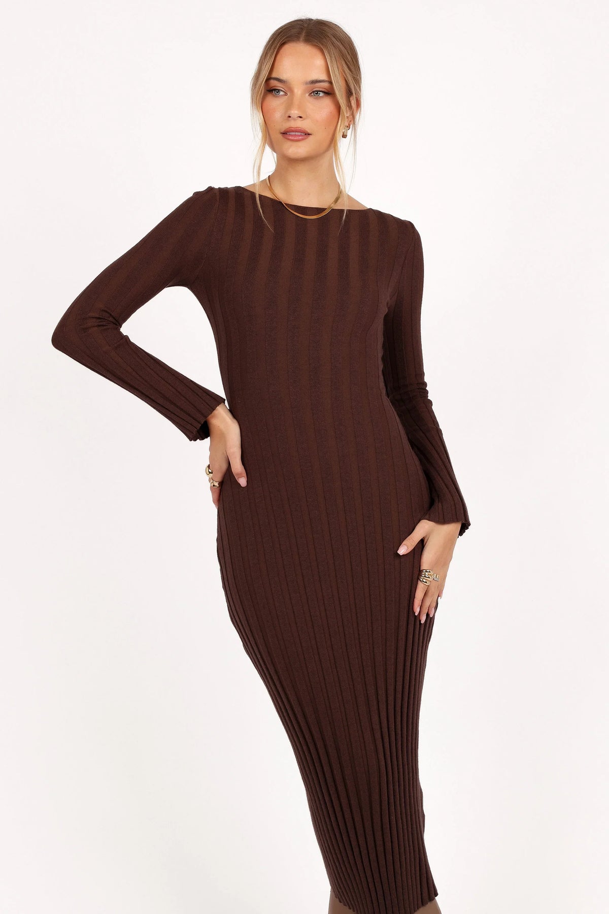 Jolene Long Sleeve Maxi Dress Brown