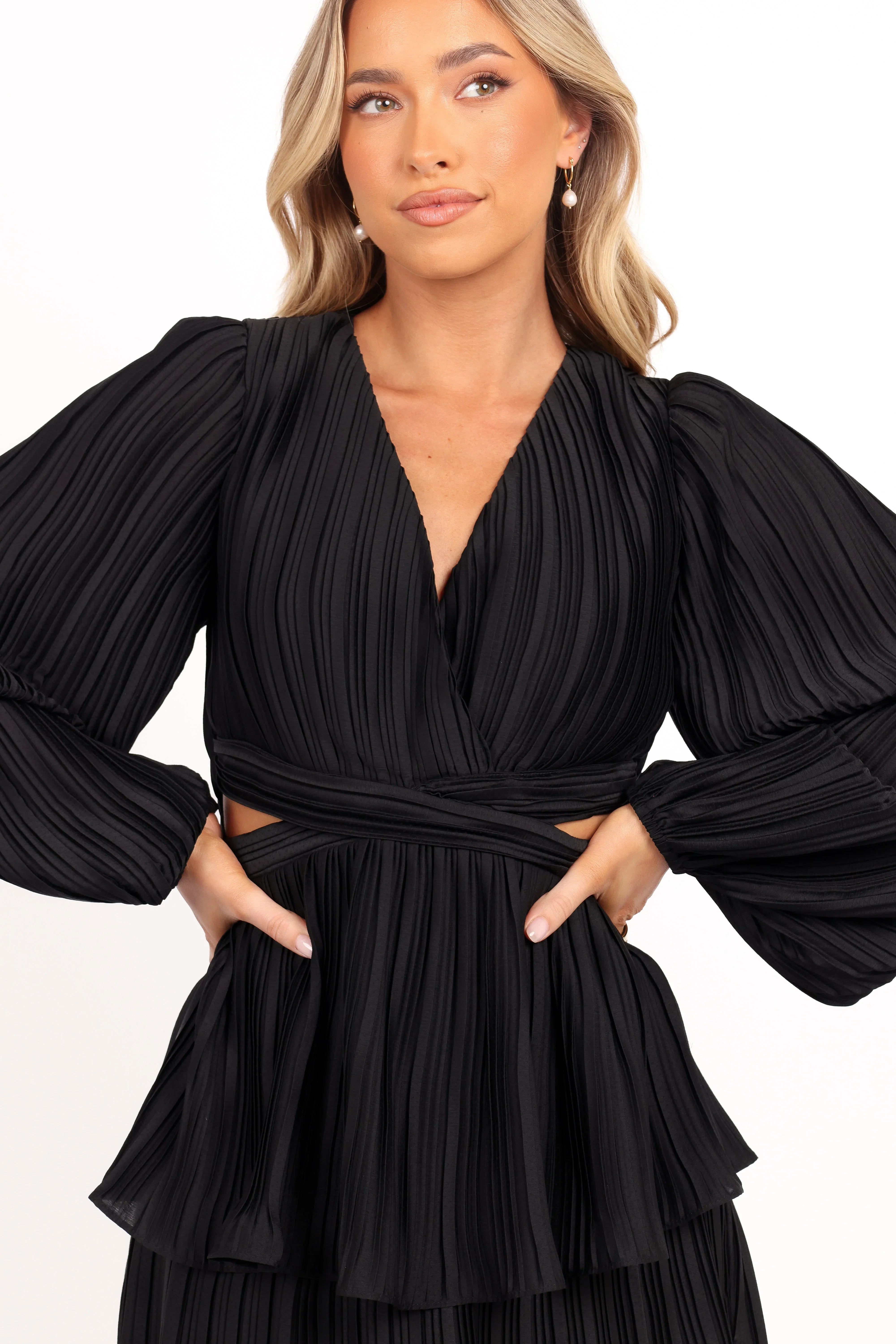 PIppa Long SLeeve Midi Dress Black