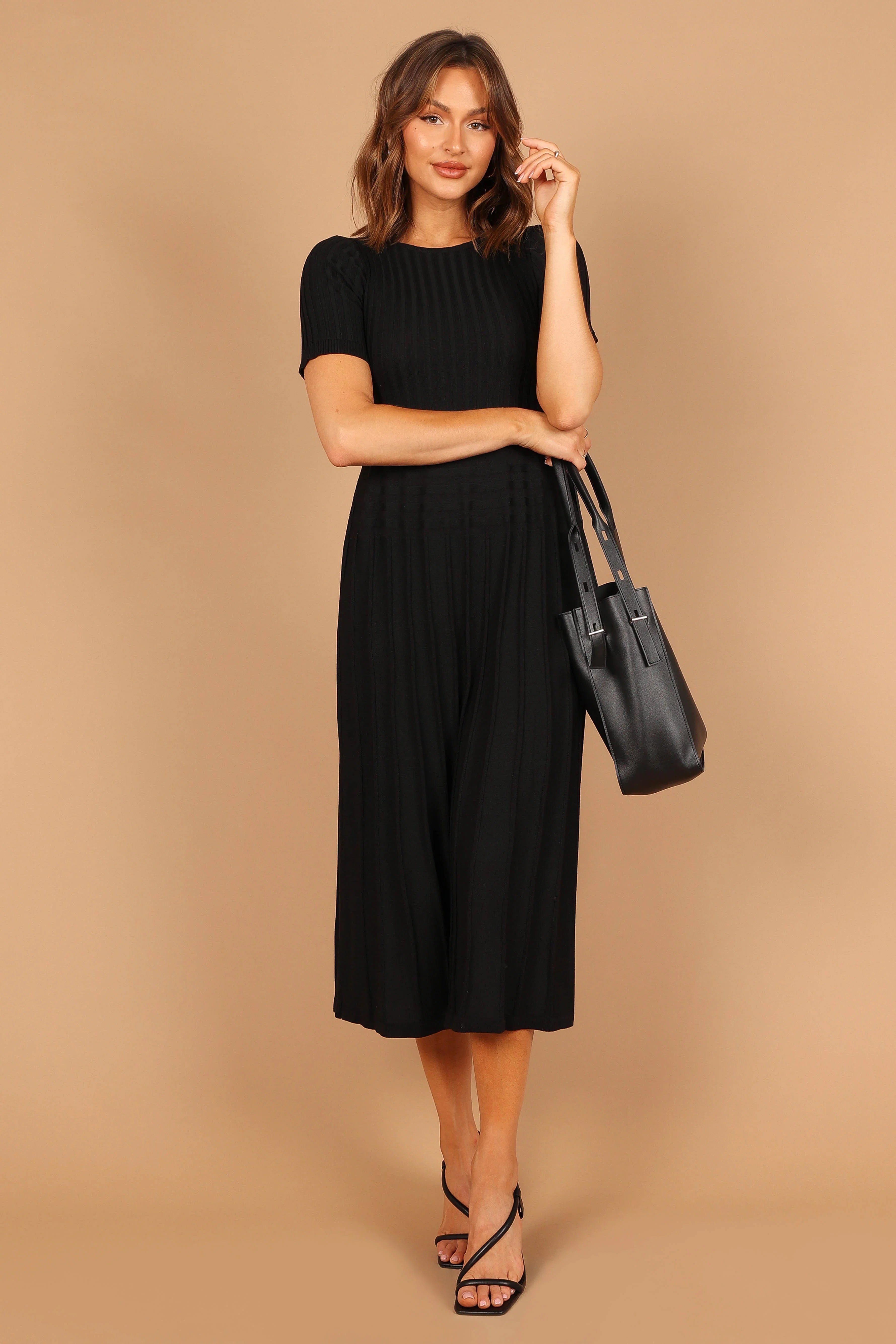 Audrina Knit Midi Dress Black