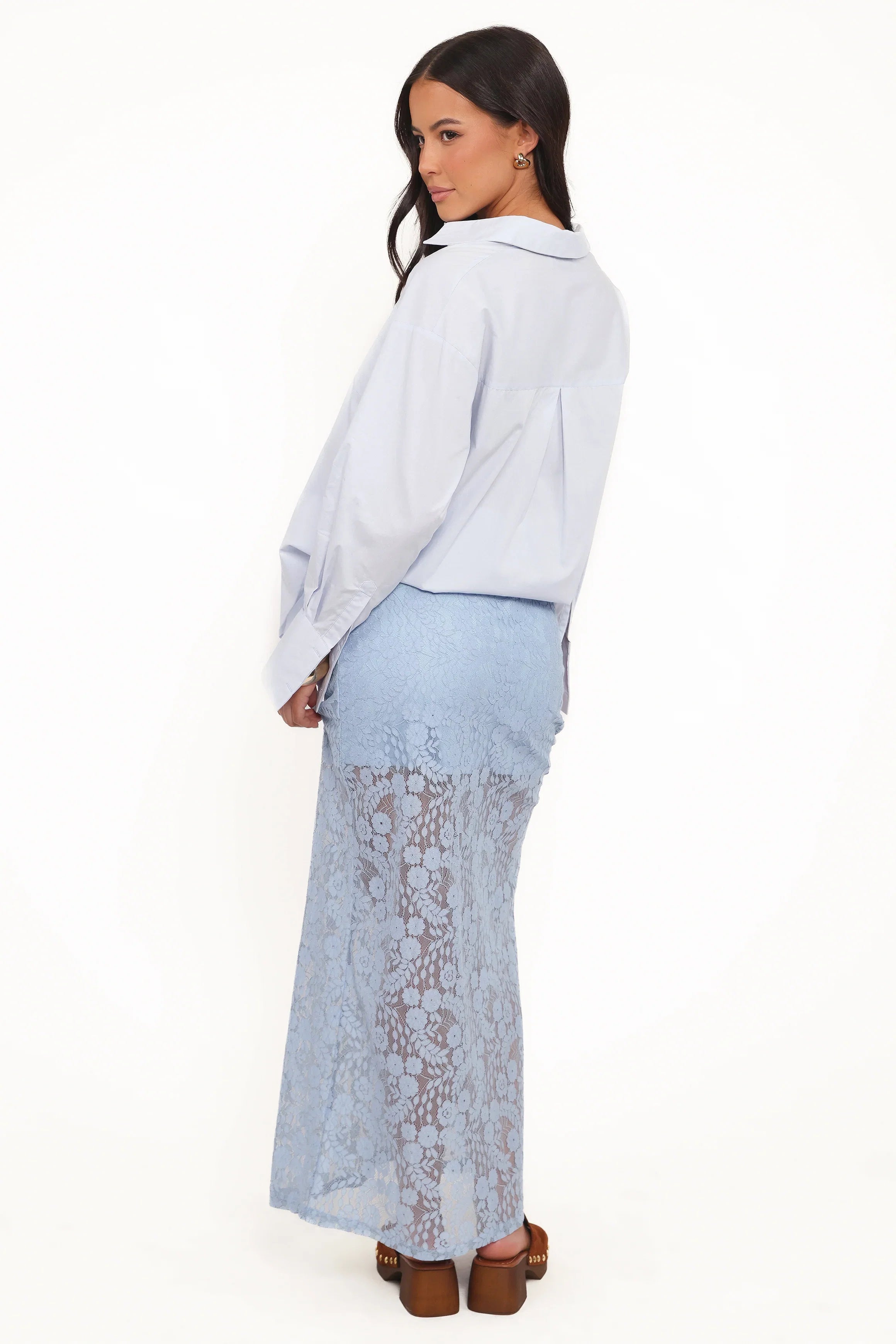 Brittany Lace Maxi Skirt Blue