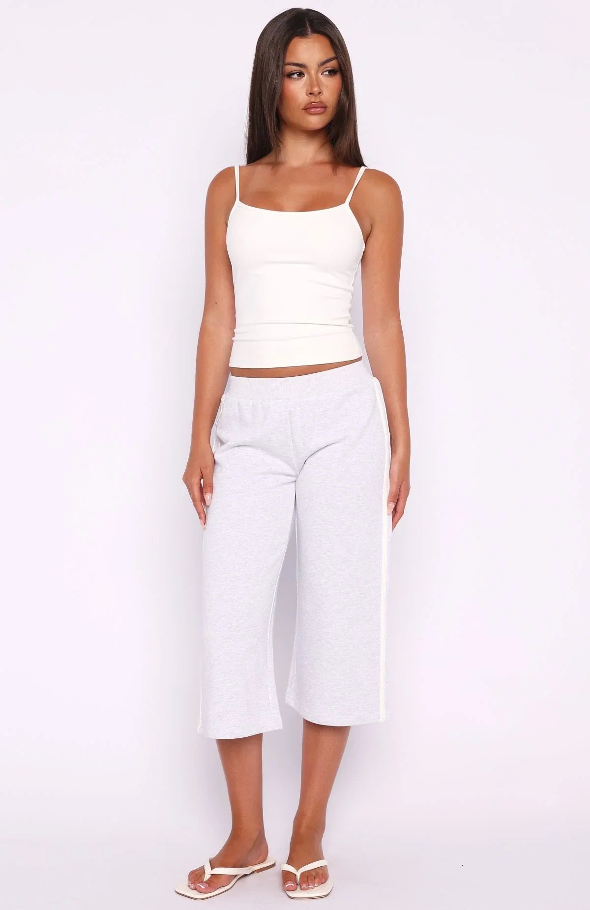 Stuck In A Daze Capri Track Pants Grey Marle