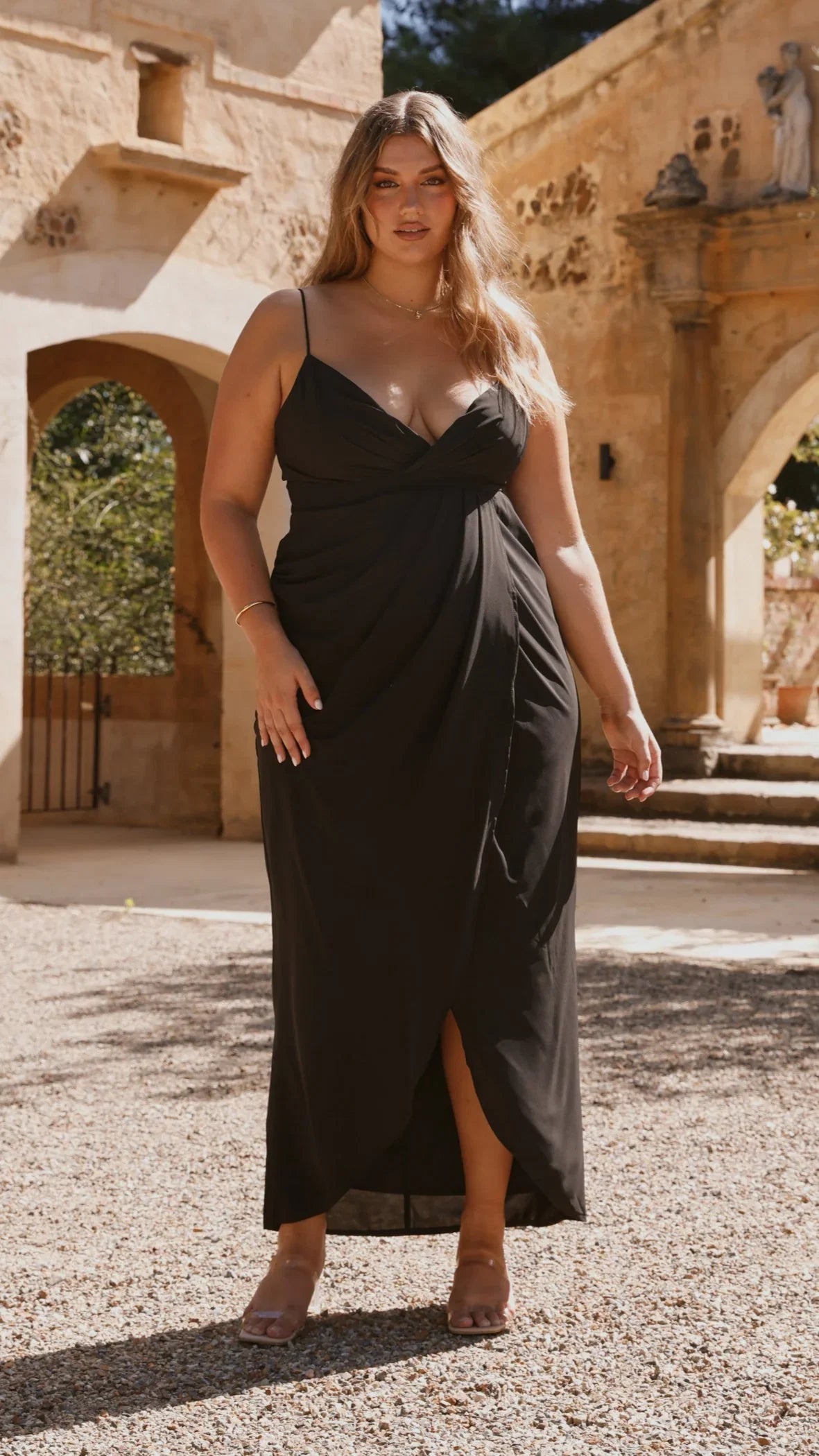 Charlotte Draped Maxi Dress Black
