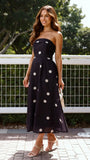 Tahlia Midi Dress Black Polka Print