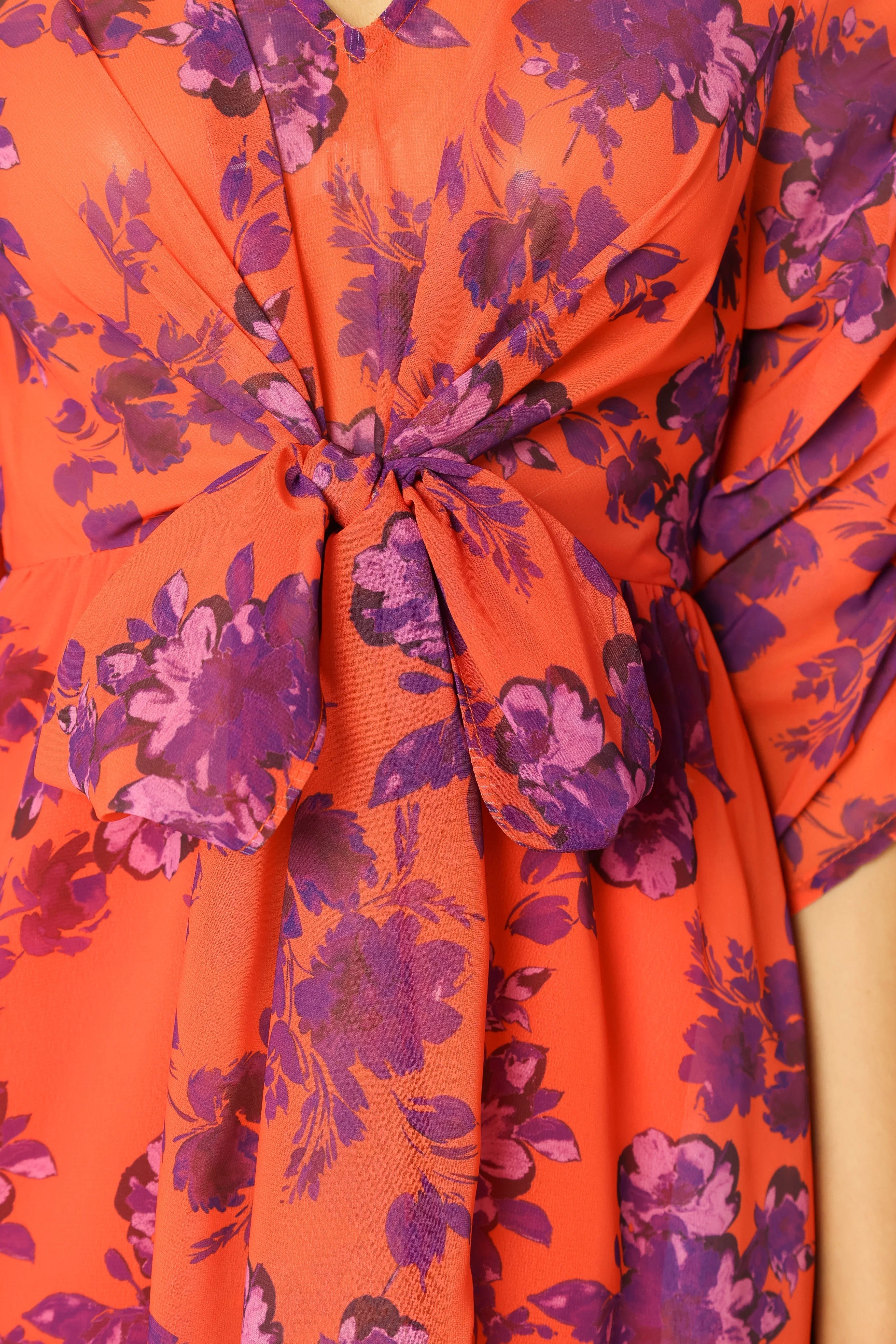 Hallie Midi Floral Dress Red Wine