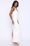 Champagne High Halter Maxi Dress White