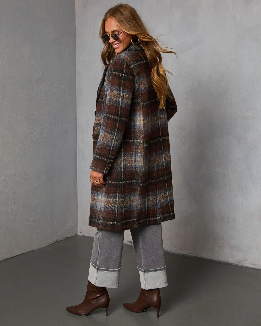 Devora Plaid Double Breasted Coat