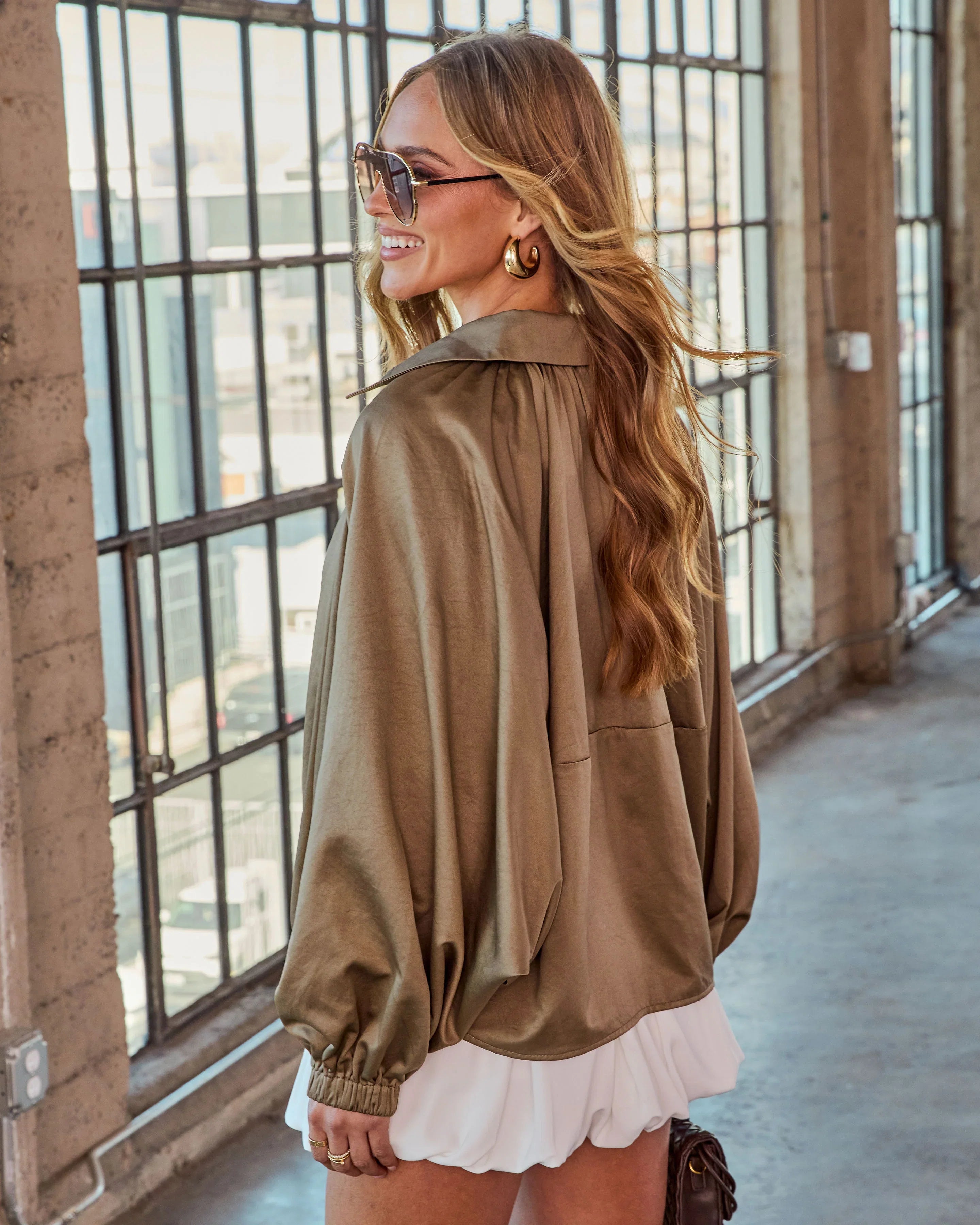 Downtown Form Satin Bomber Jacket