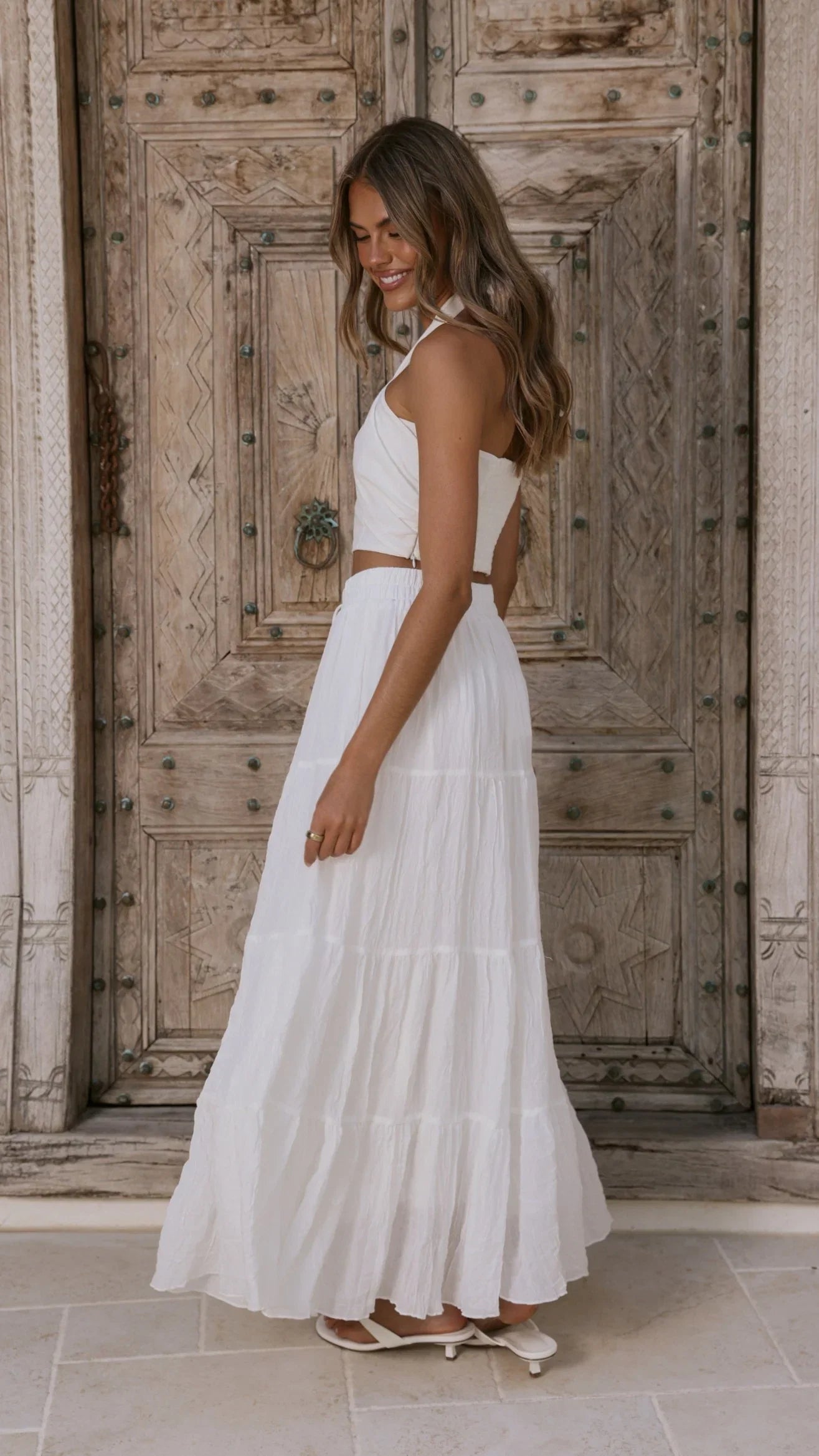 Cartier Tiered Maxi Skirt White