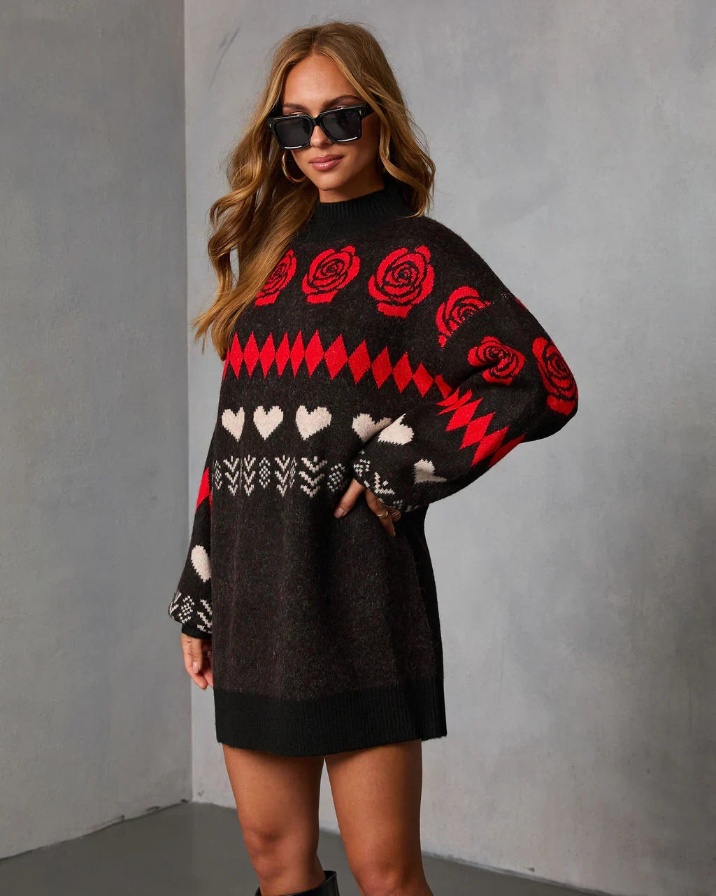 Marrene Abstract Mini Sweater Dress