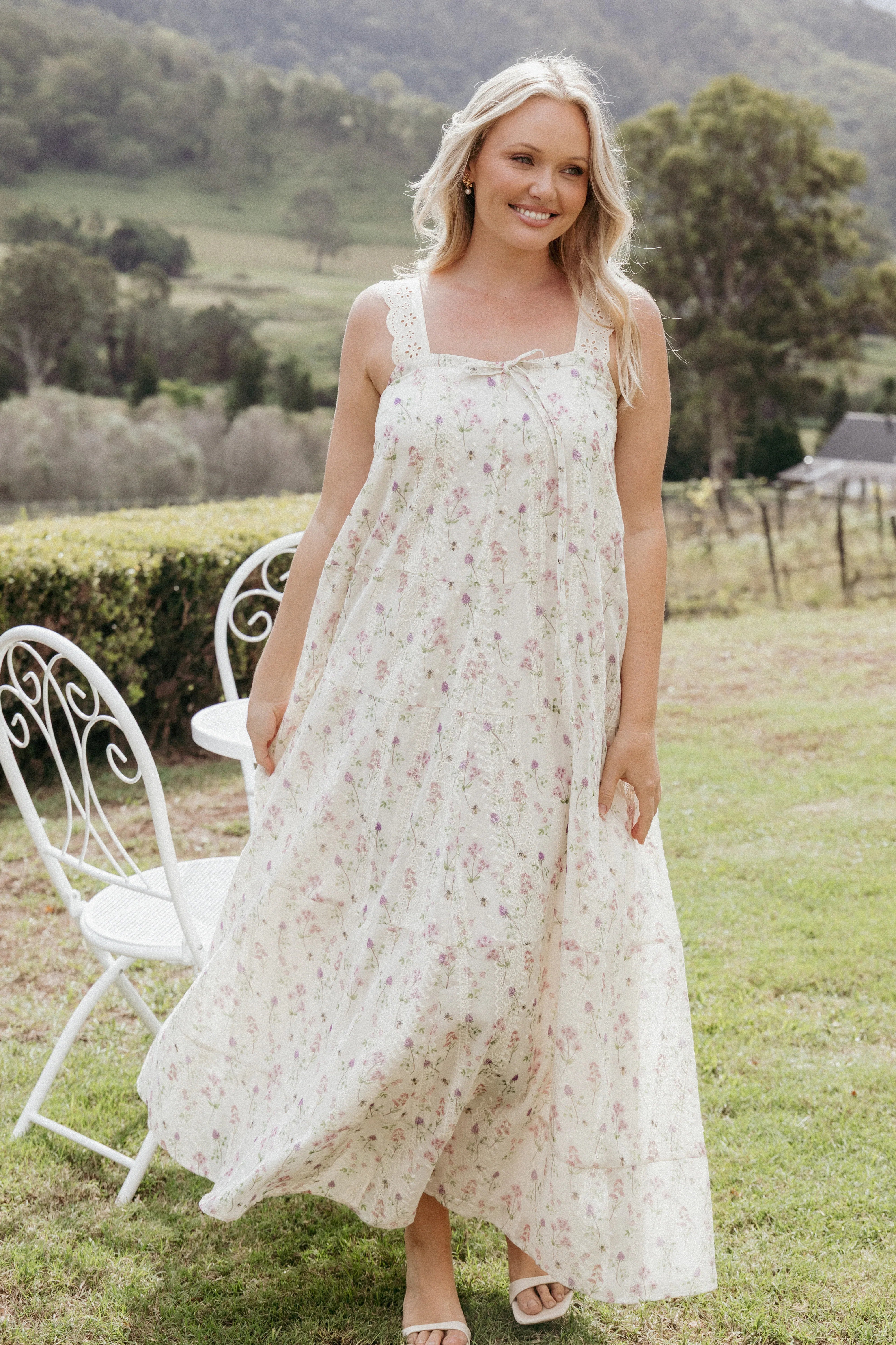 Caroline Maxi Dress Pink Floral