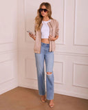 Gentle Rise Faux Suede Bomber Jacket