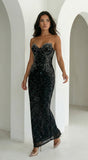 Tayah Rhinestone Strapless Maxi Dress Black