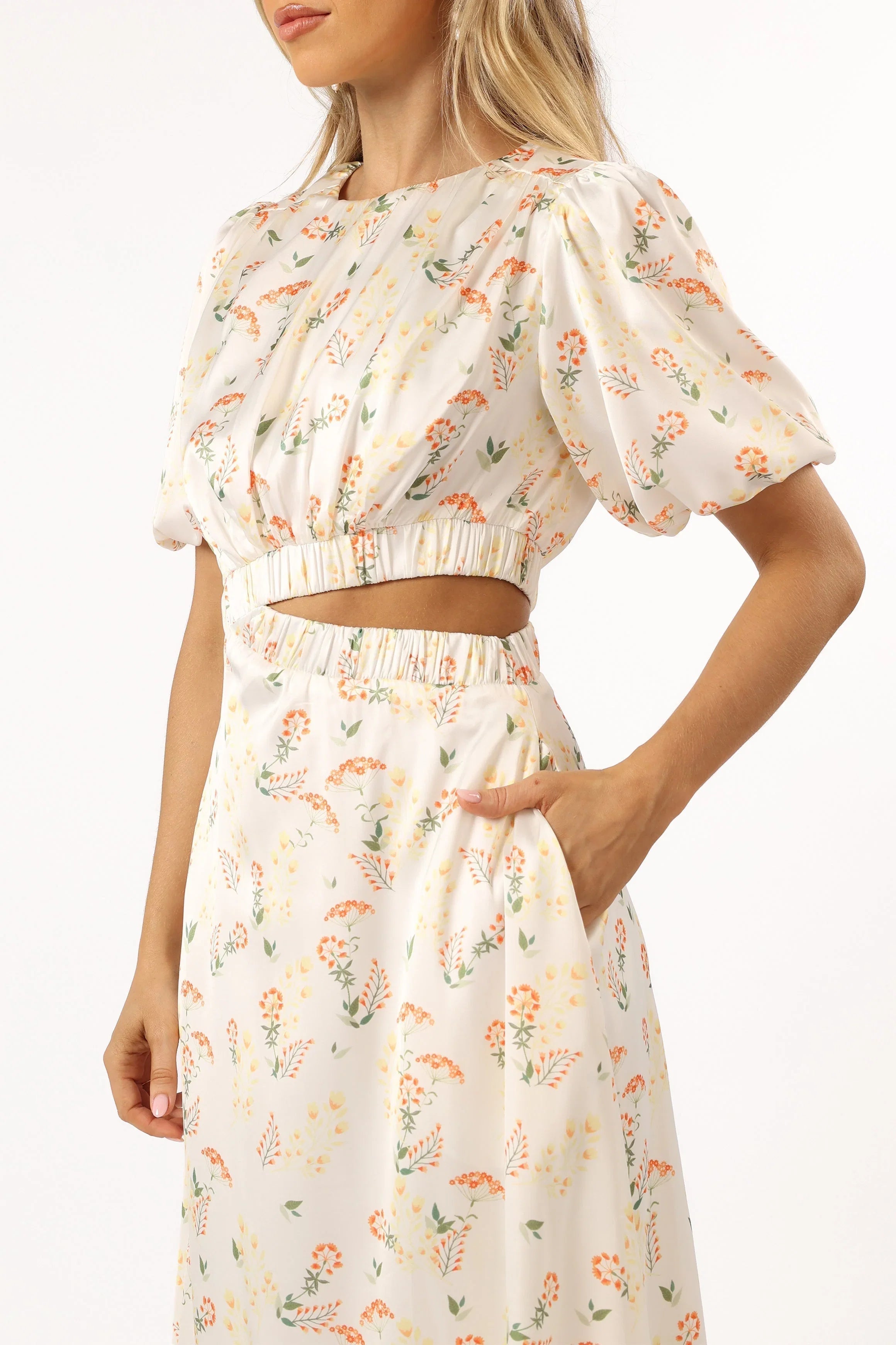 Aminah Puff Sleeve Dress Yellow Floral