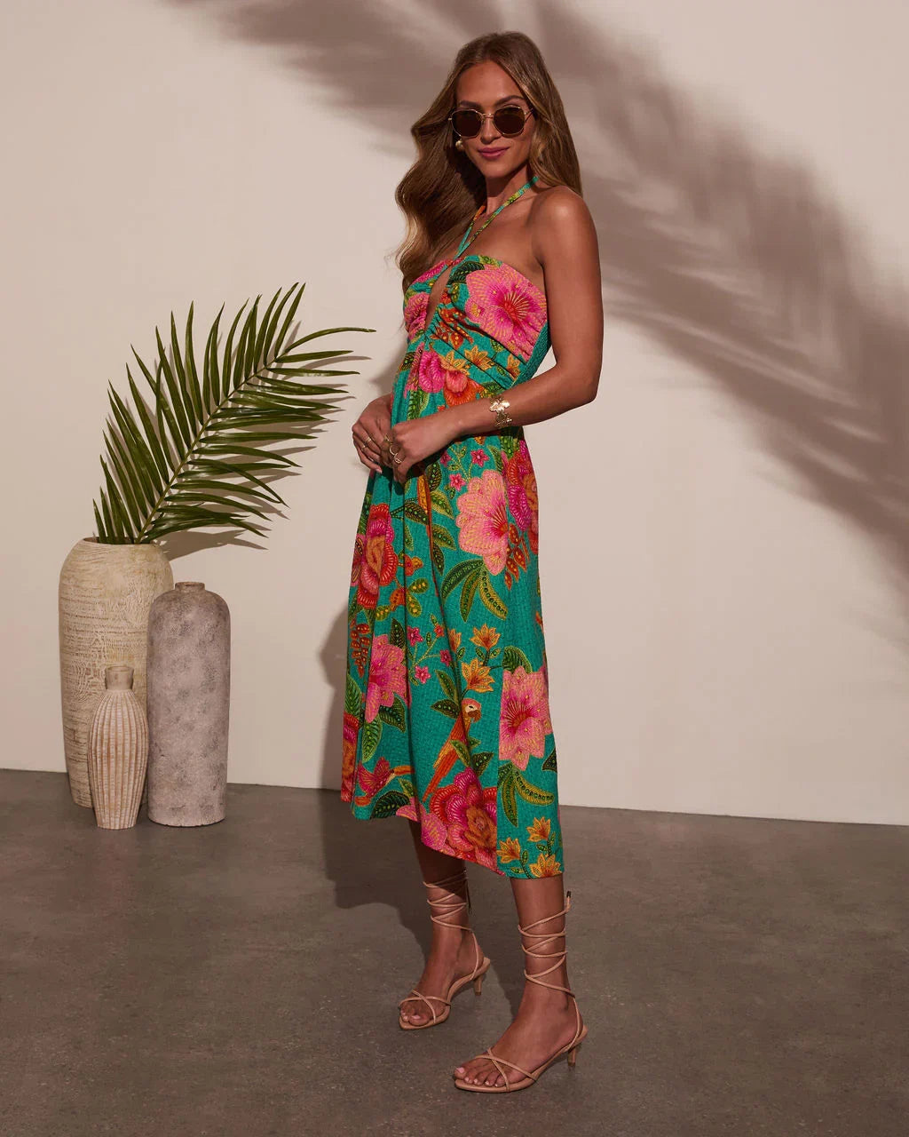 Jessica Floral Halter Midi Dress