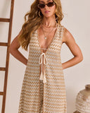 Drifted Moment Chevron Print Cover Up Tassel Tie Duster