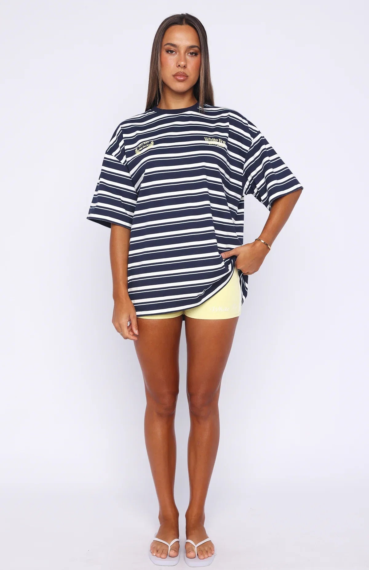 Verano Sixteen Viola Oversized Tee Navy Stripe