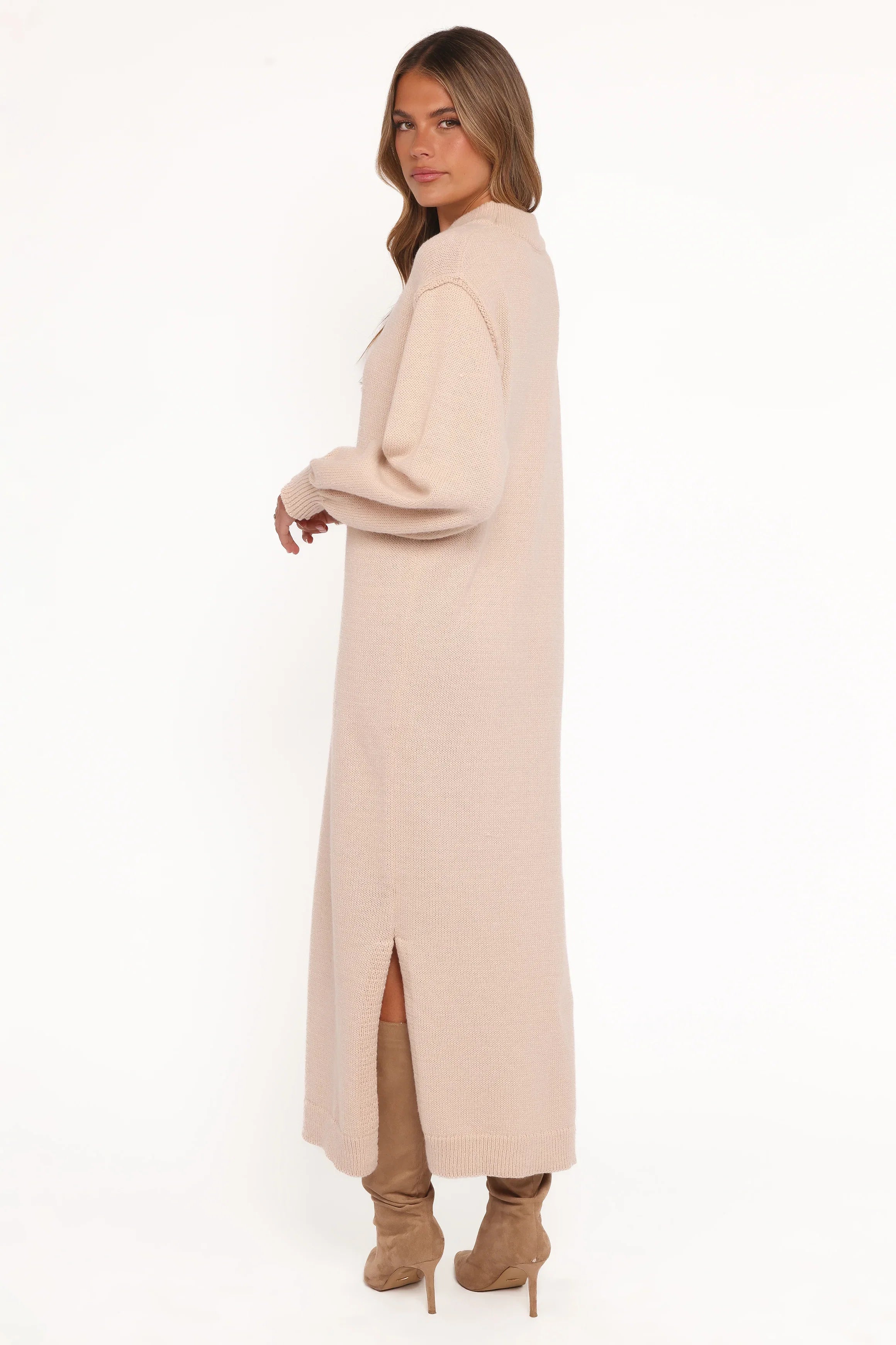 Odile Knit Midi Dress Tan