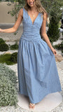 Sanya Maxi Dress Blue Check