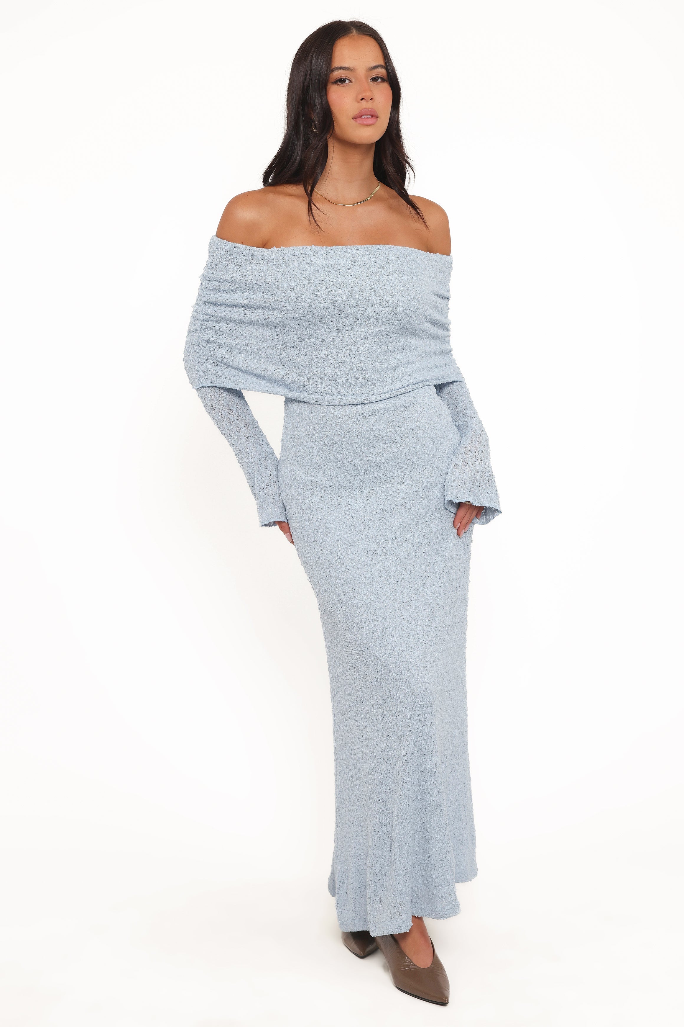 Wilma Off Shoulder Dress Blue