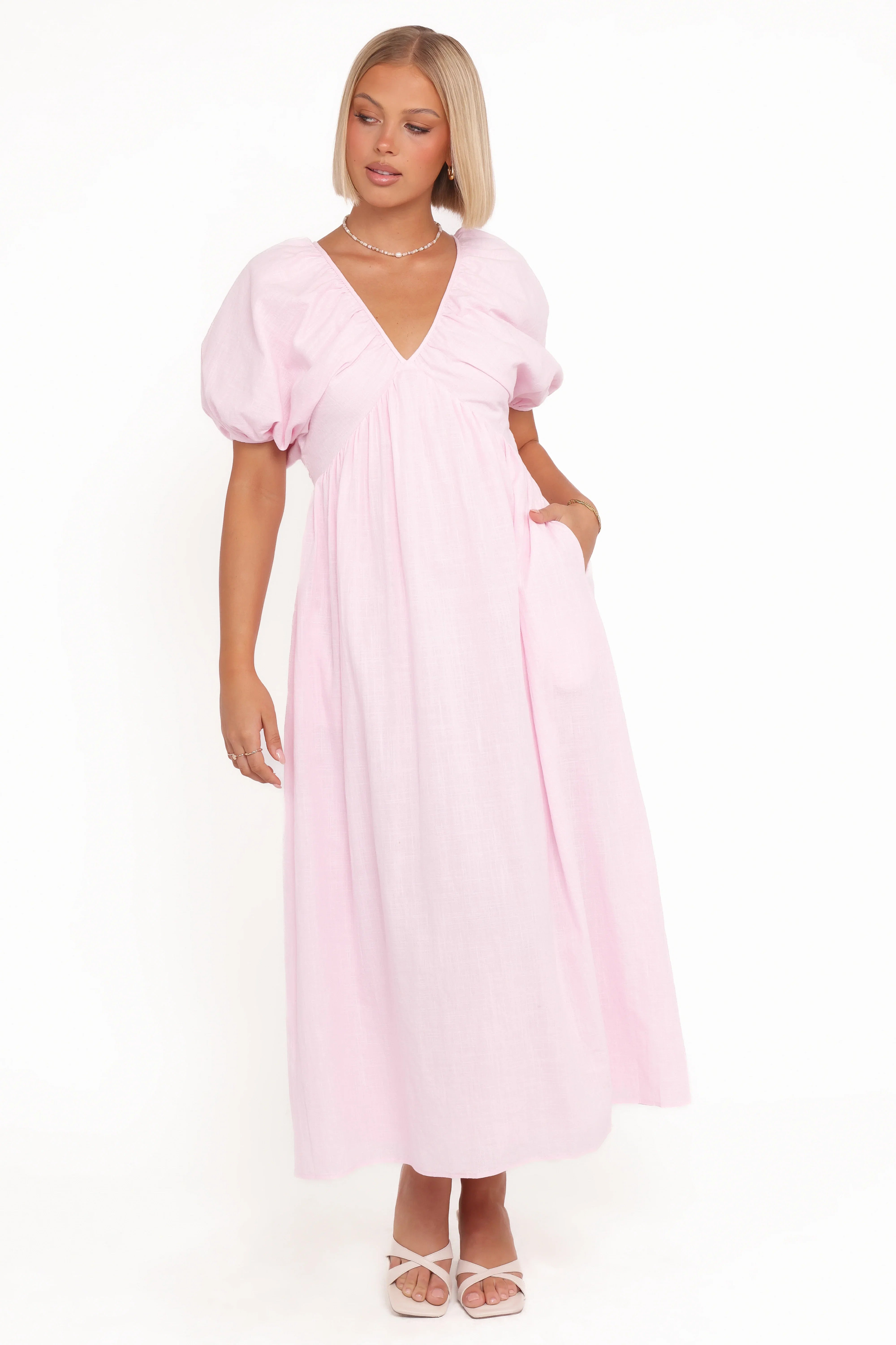 Sullivan Puff Sleeve Maxi Dress Pink