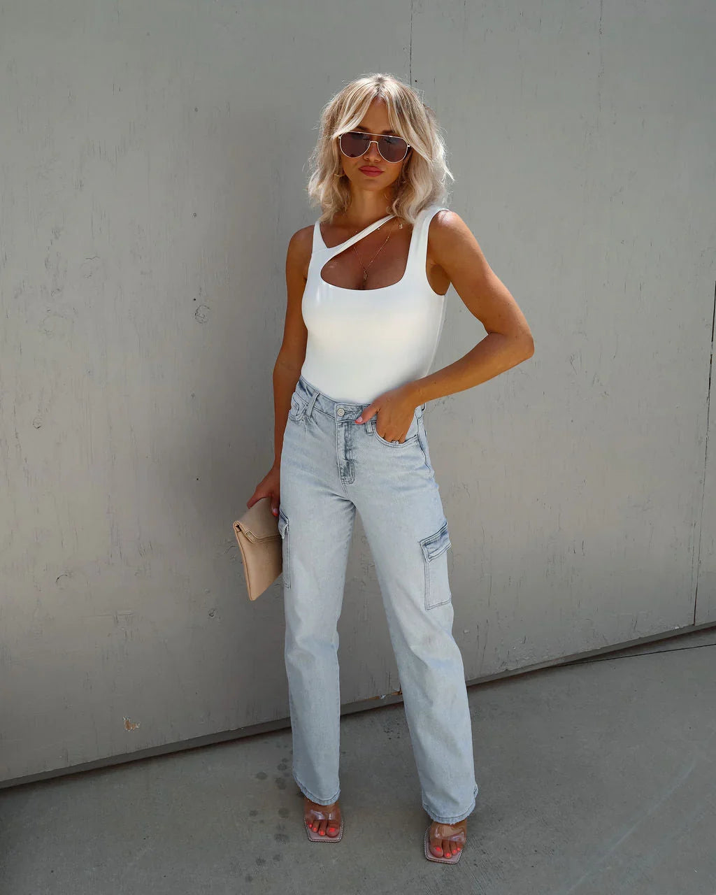 Saison Cutout One Shoulder Knit Bodysuit
