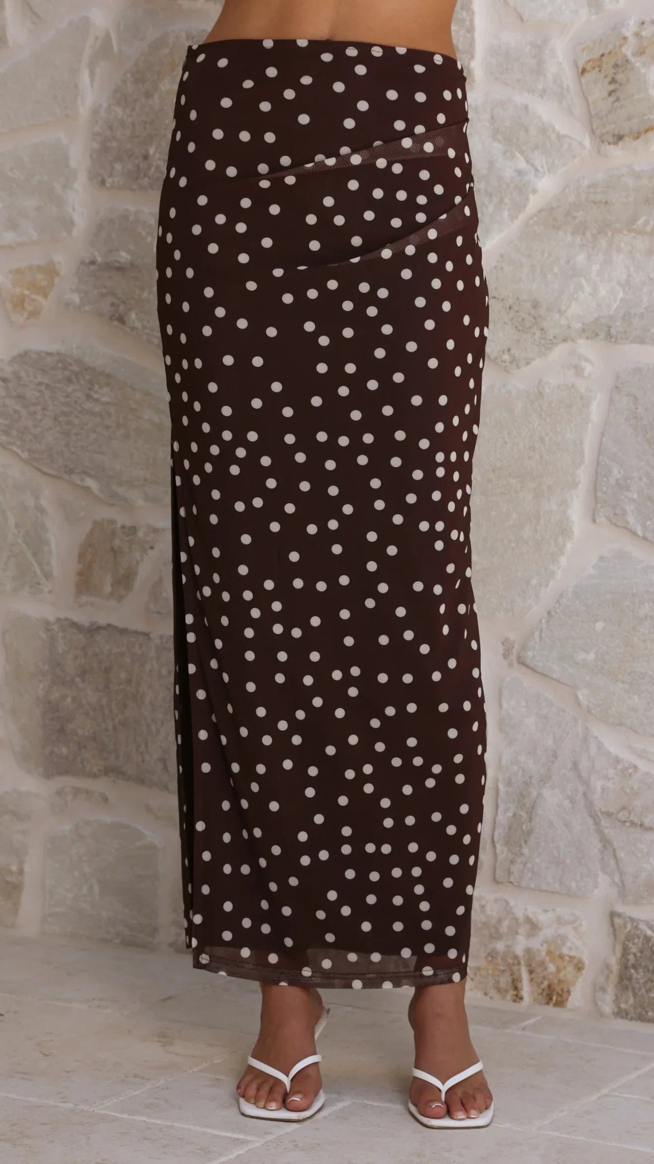 Janika Maxi Skirt Chocolate White Polka Dot