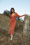 Kellan Wrap Midi Dress Bronze