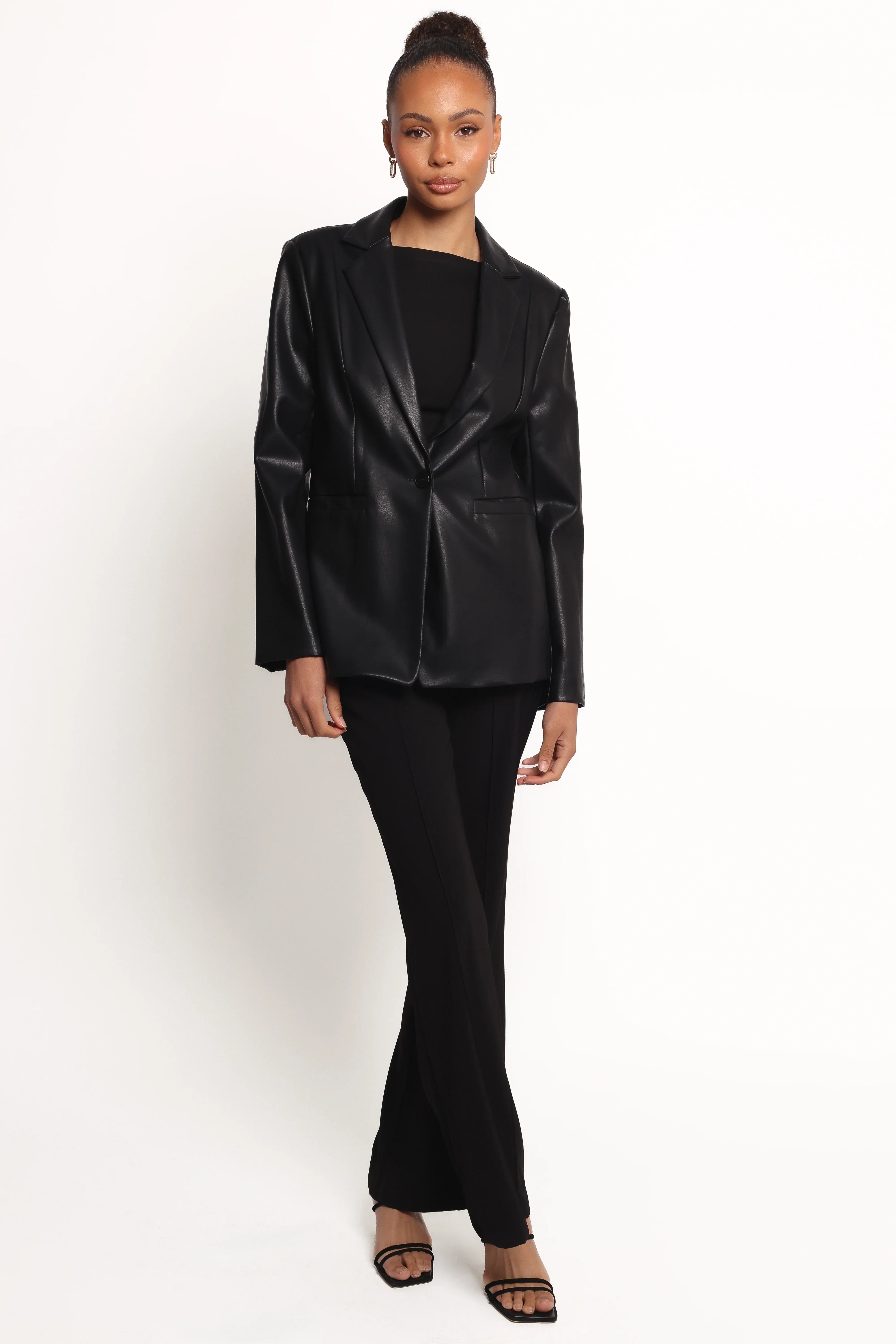 Jamie Faux Leather Blazer Black