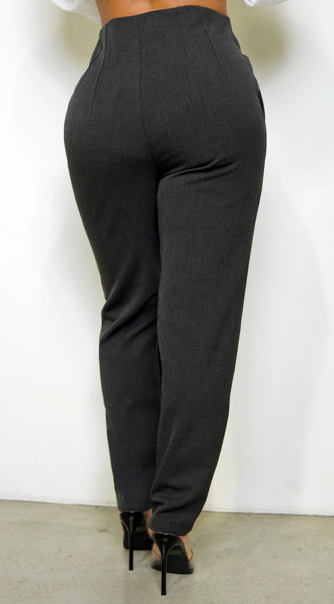 Dove High Waist Pintuck Detail Pants Gray