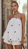 Calliope Strapless Top and Shorts Set Oat Black Polka Dot