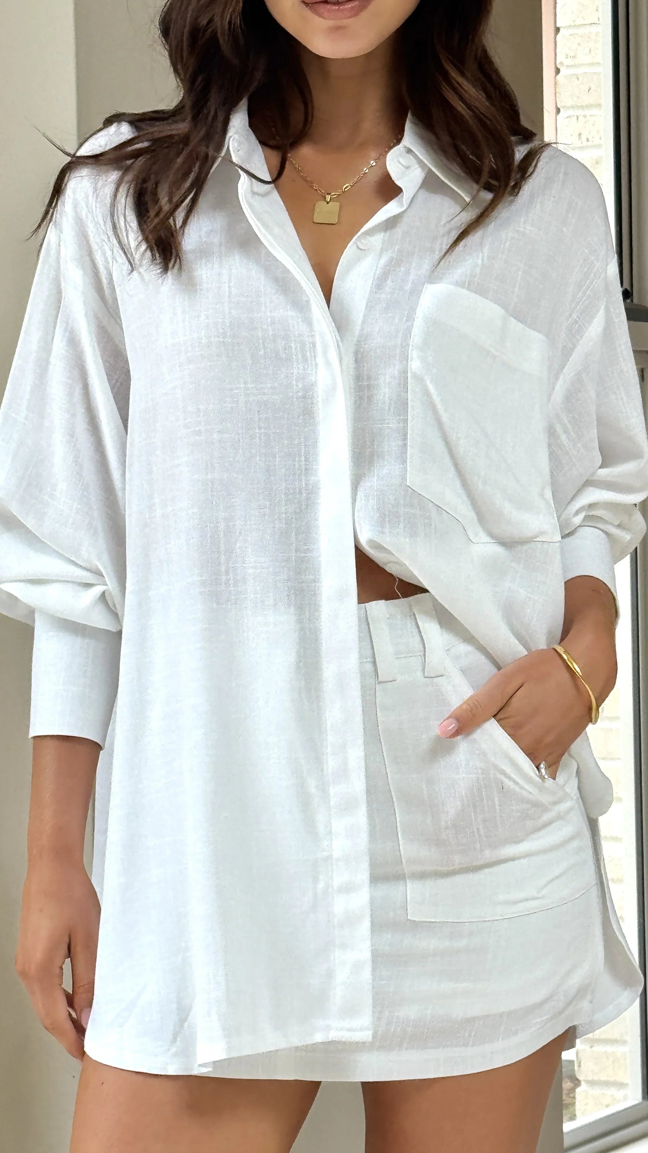 Charla Button Up Top White