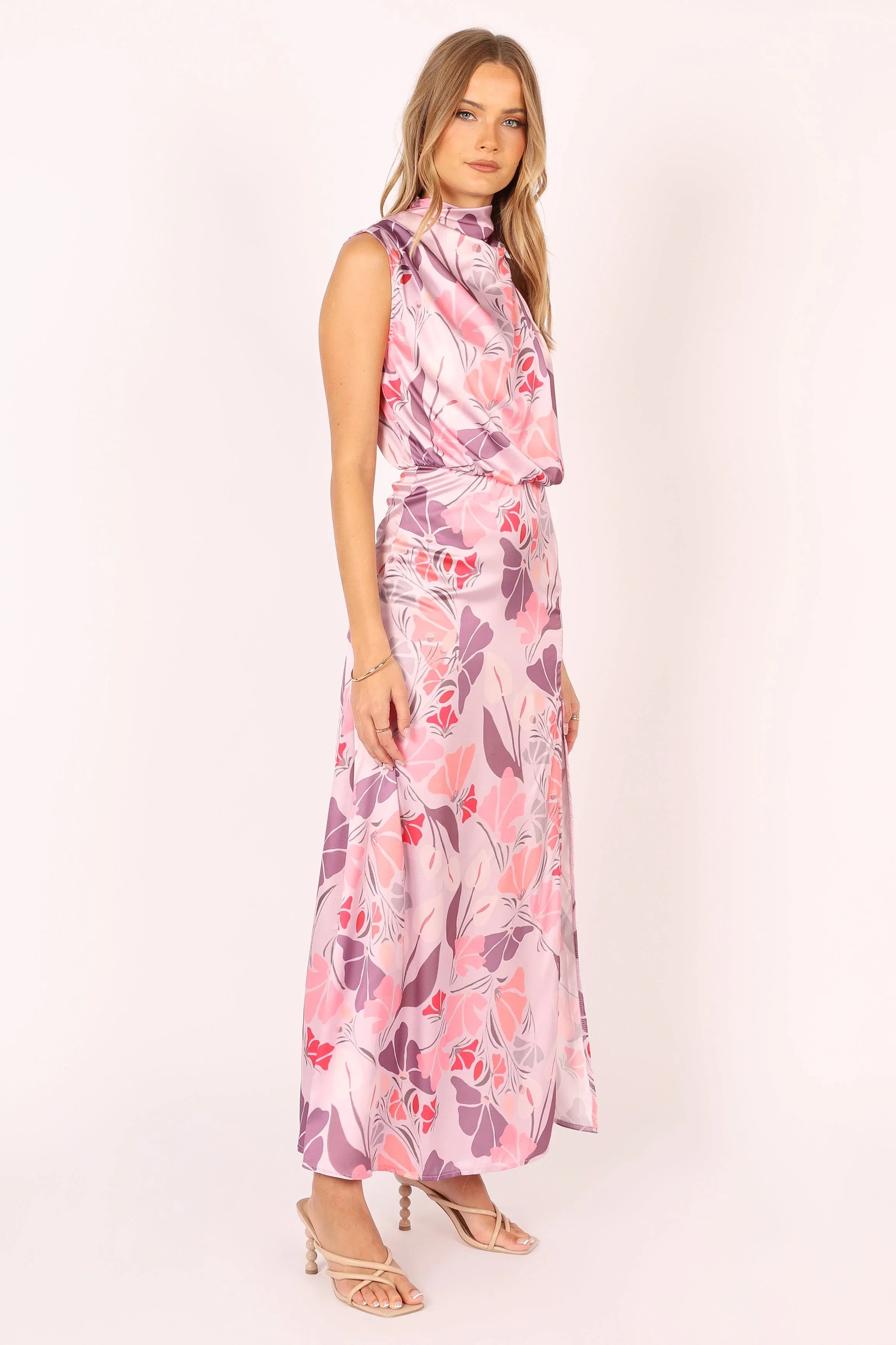 Amelia Halterneck Maxi Dress Pink Floral