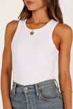 Ari Ribbed Tank Top White