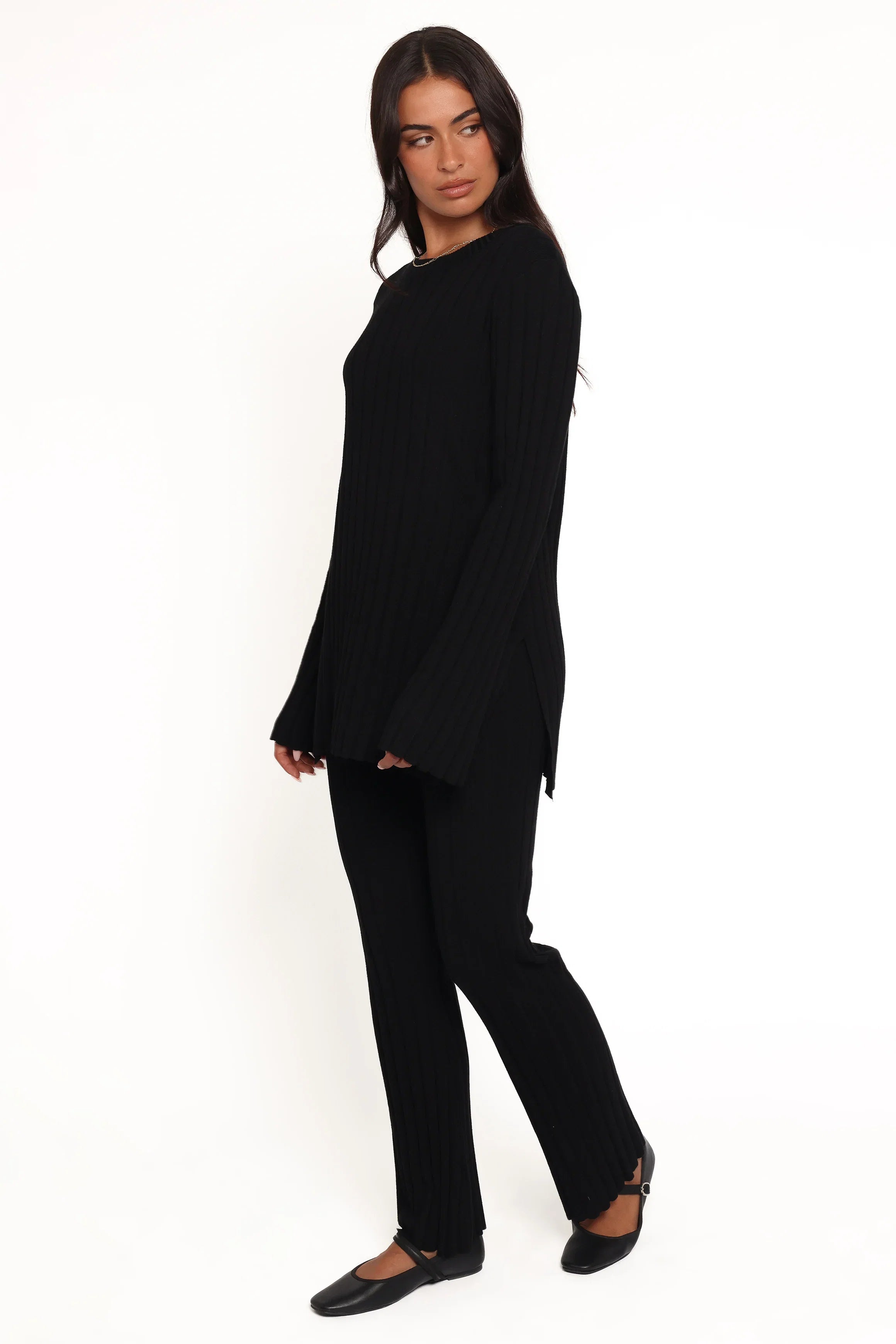 Silvie Long Sleeve Knitted Set Black