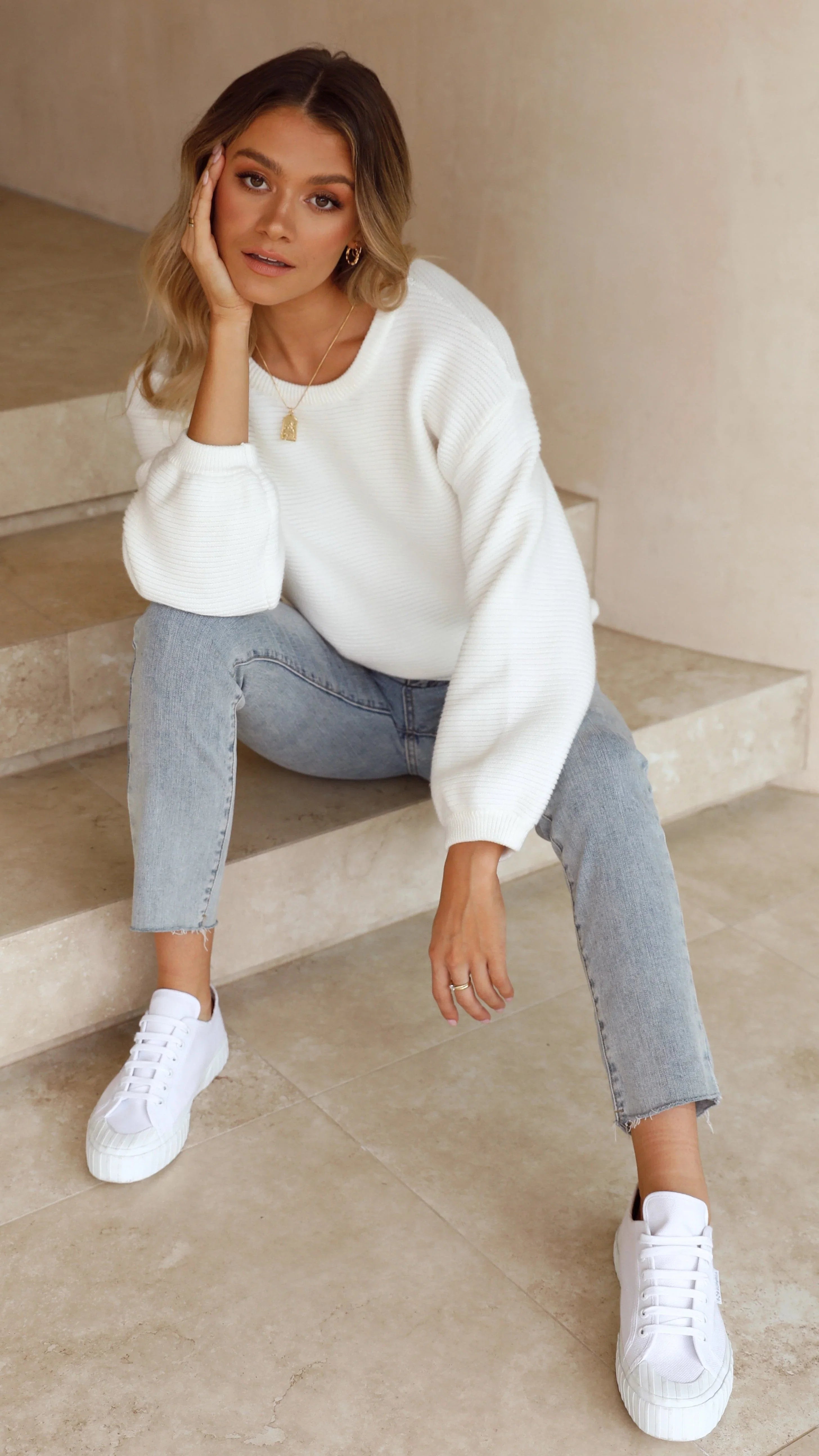 Carmel Knit White