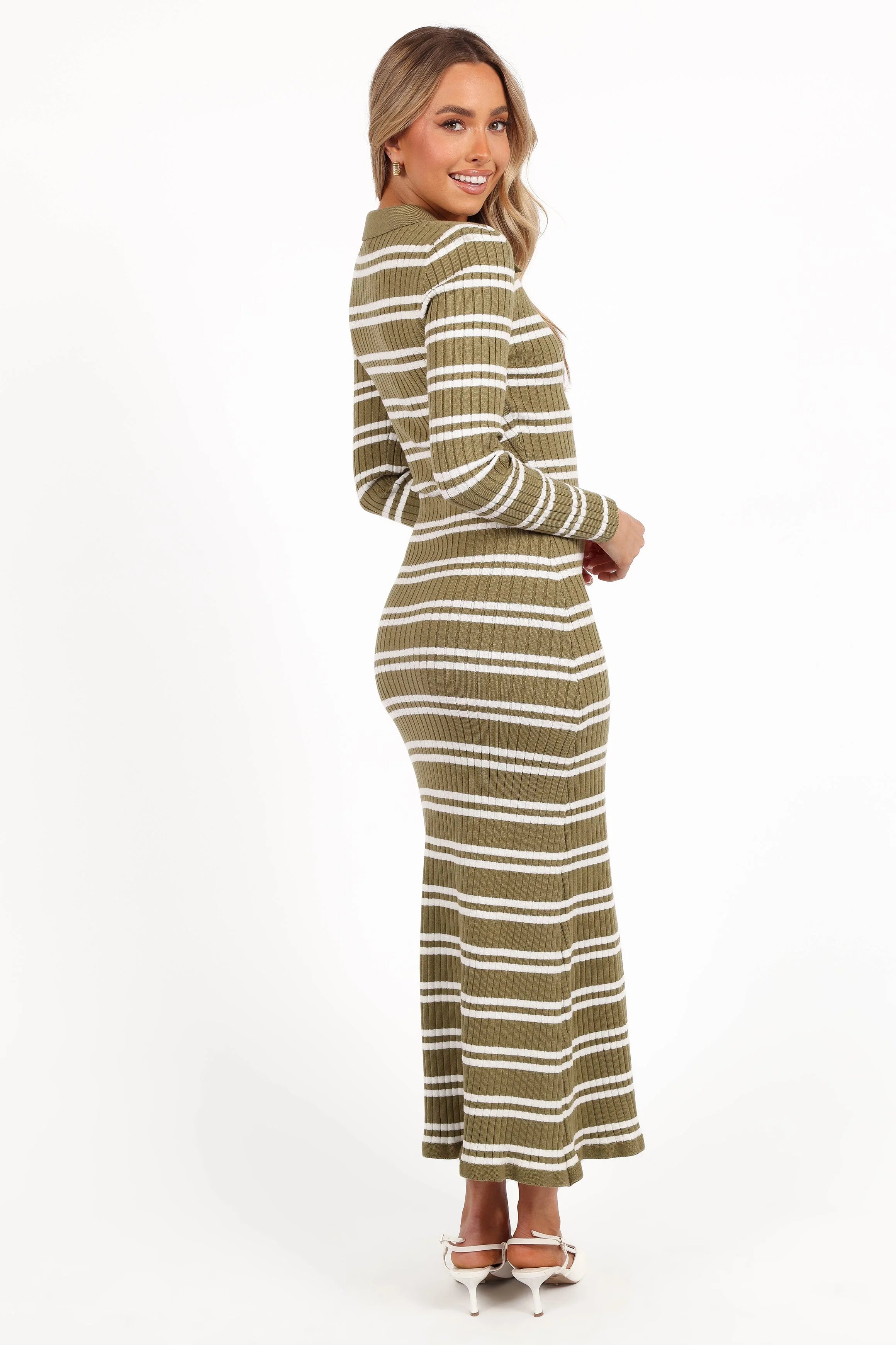 Eliana Long Sleeve Midi Dress Olive