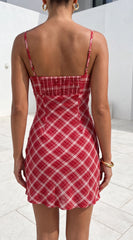 Cherry Lane Plaid Mini Dress Red