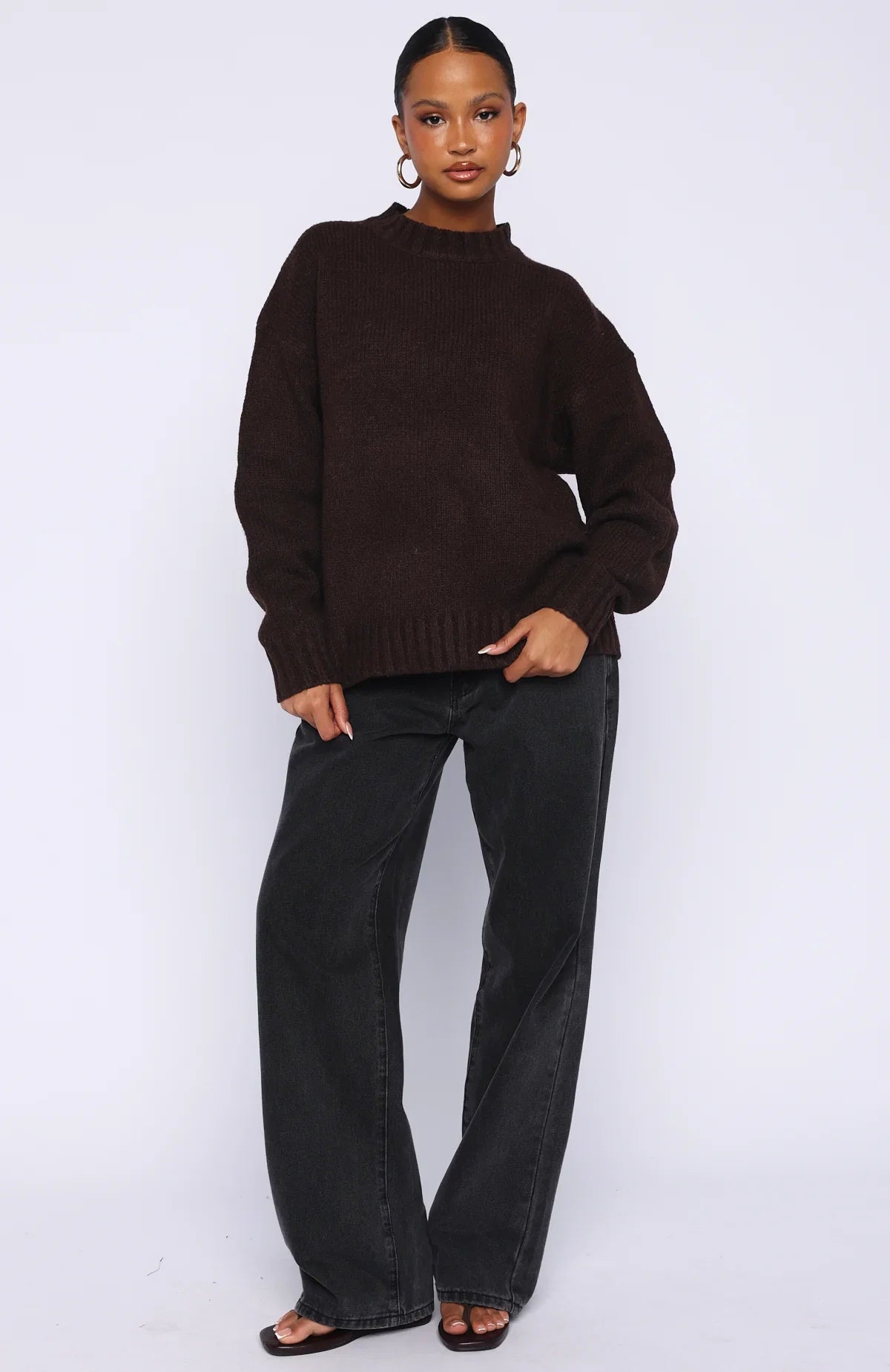Apres Ski With Me Knit Sweater Chocolate