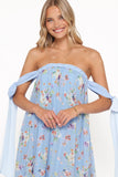 Codie Off Shoulder Maxi Dress Cornflower Blue Floral
