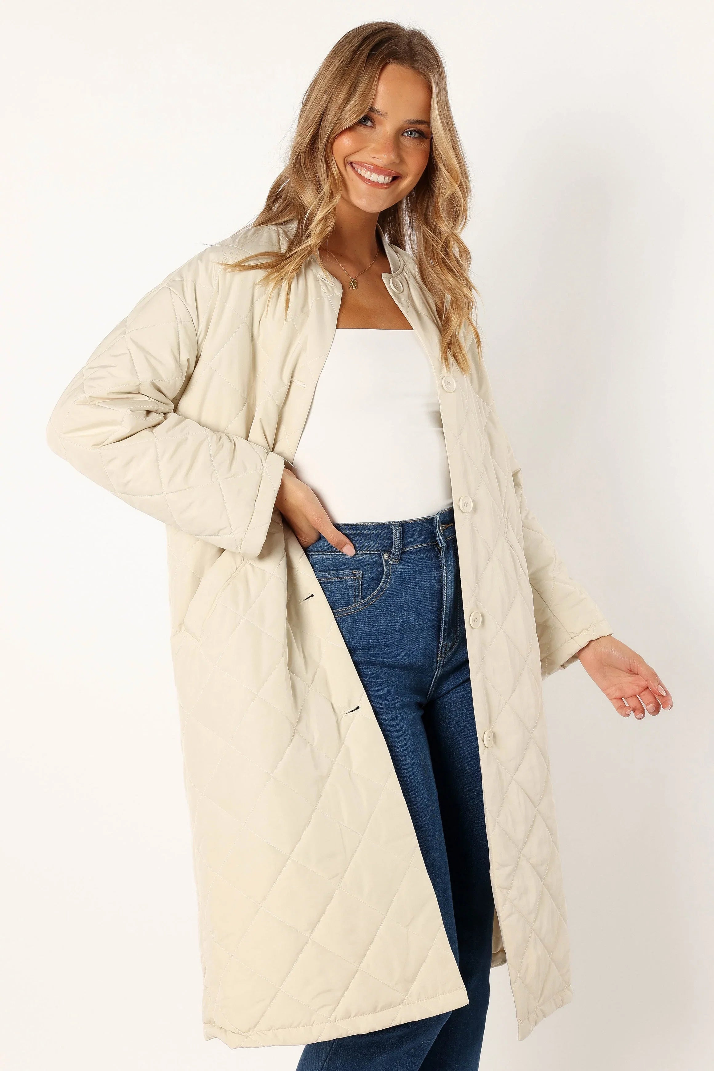 Clea Quilted Jacket Bone