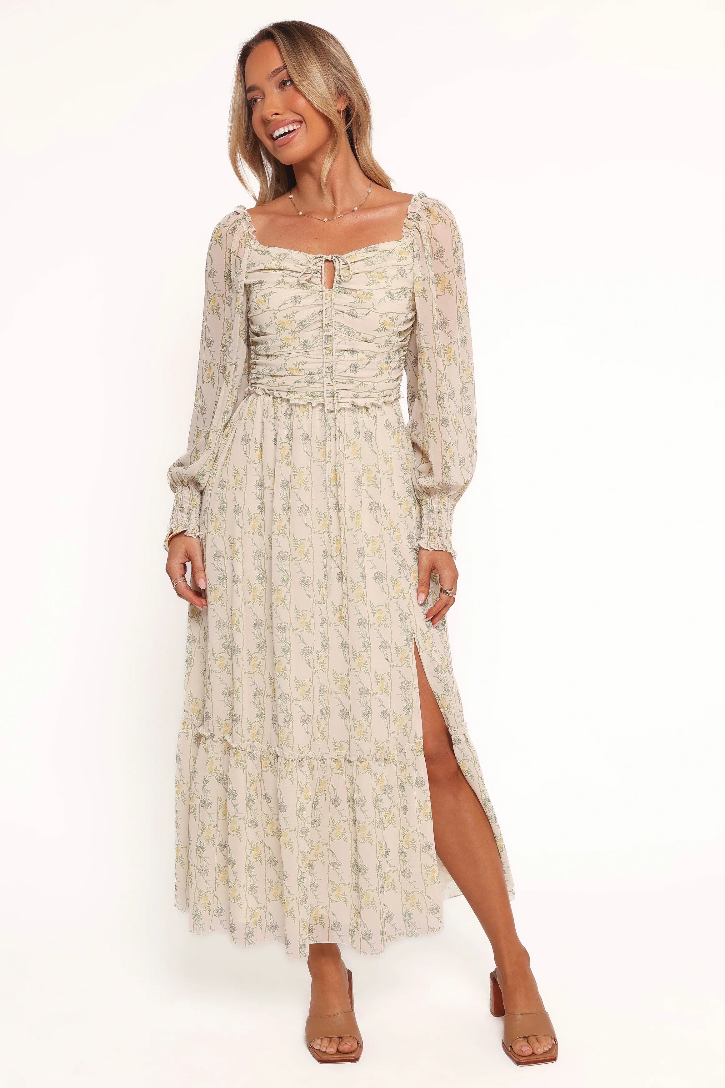 Keziah Long Sleeve Maxi Dress Yellow Floral