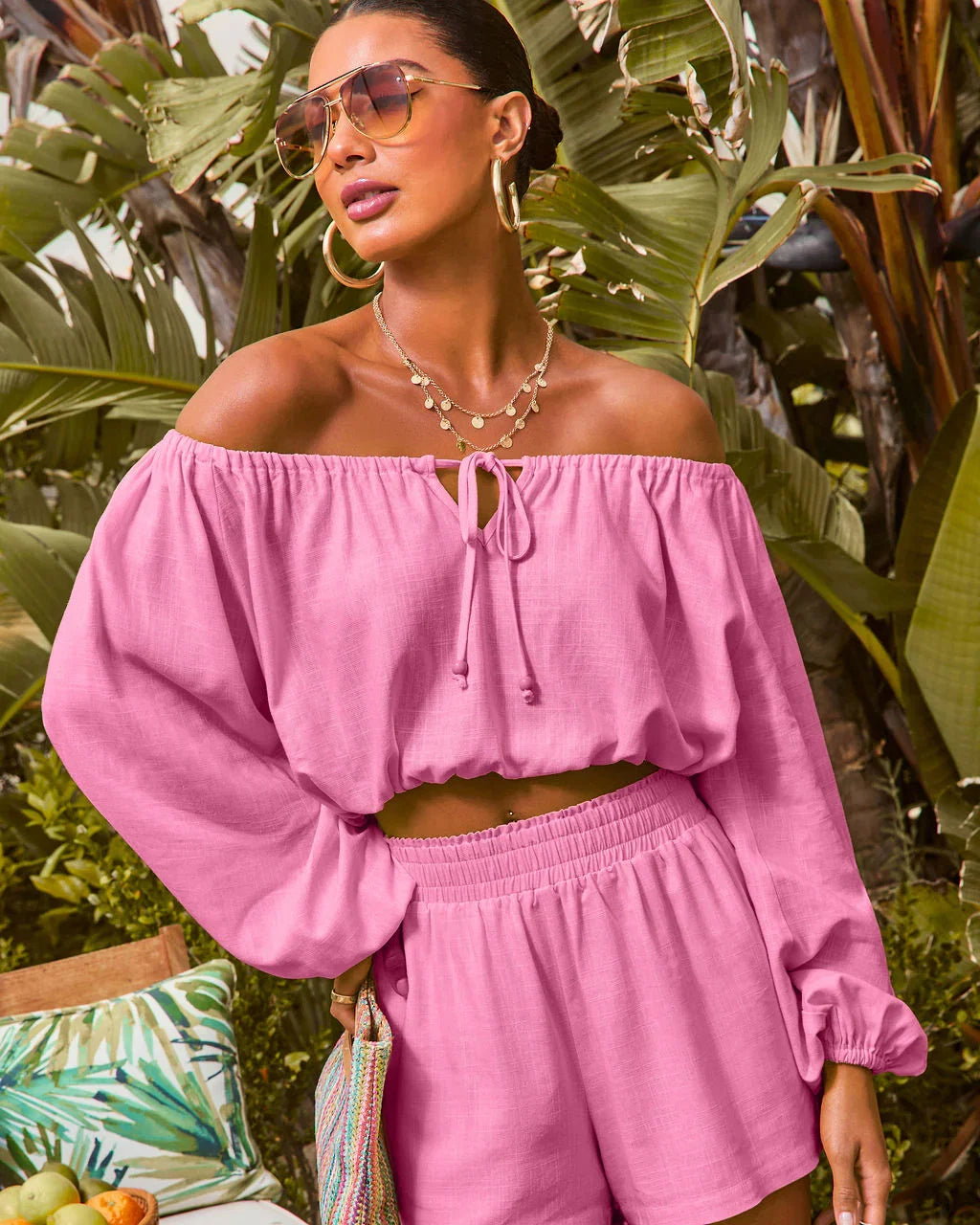 Elysia Off The Shoulder Long Sleeve Crop Top