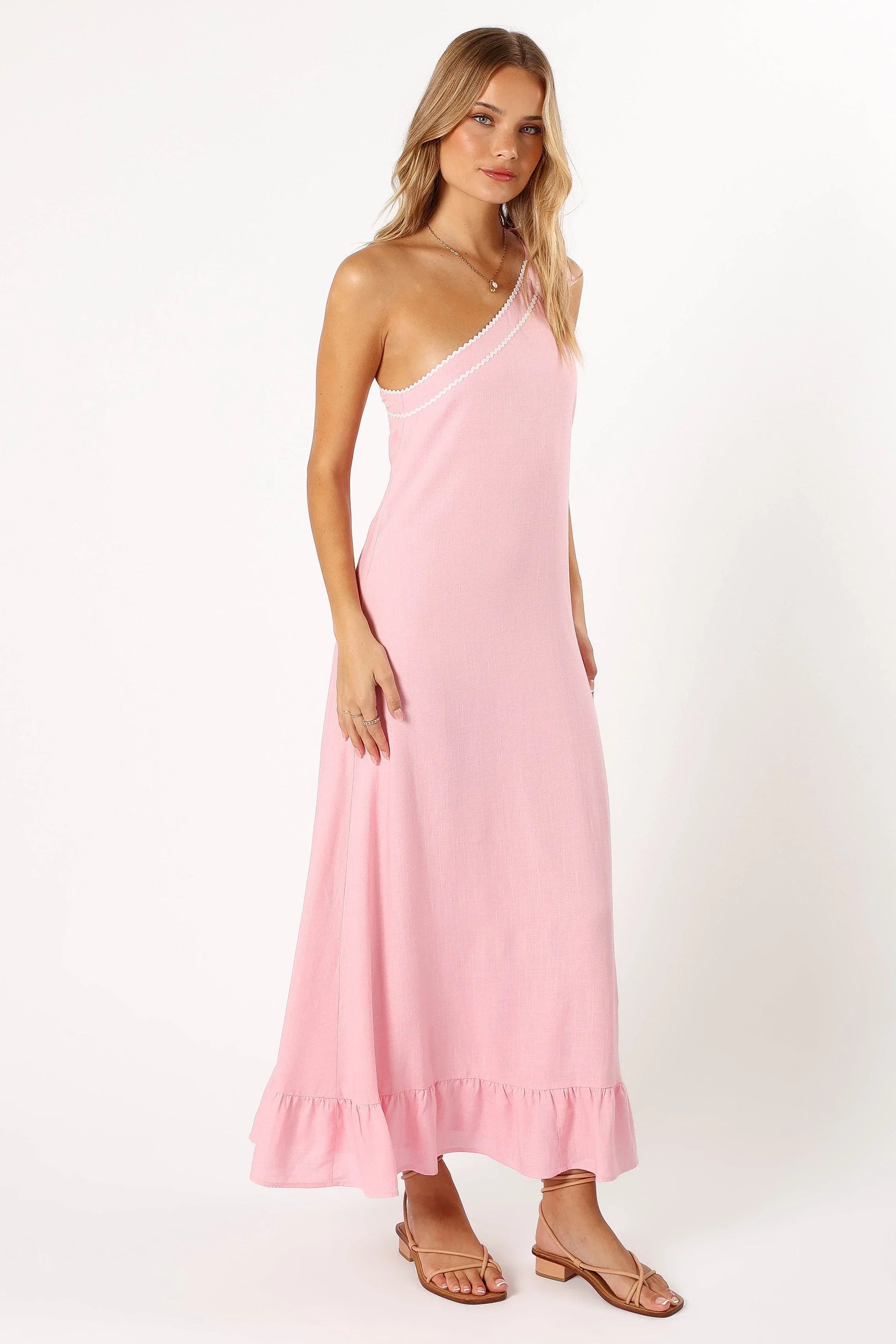 Fleaur One Shoulder Maxi Dress Pink