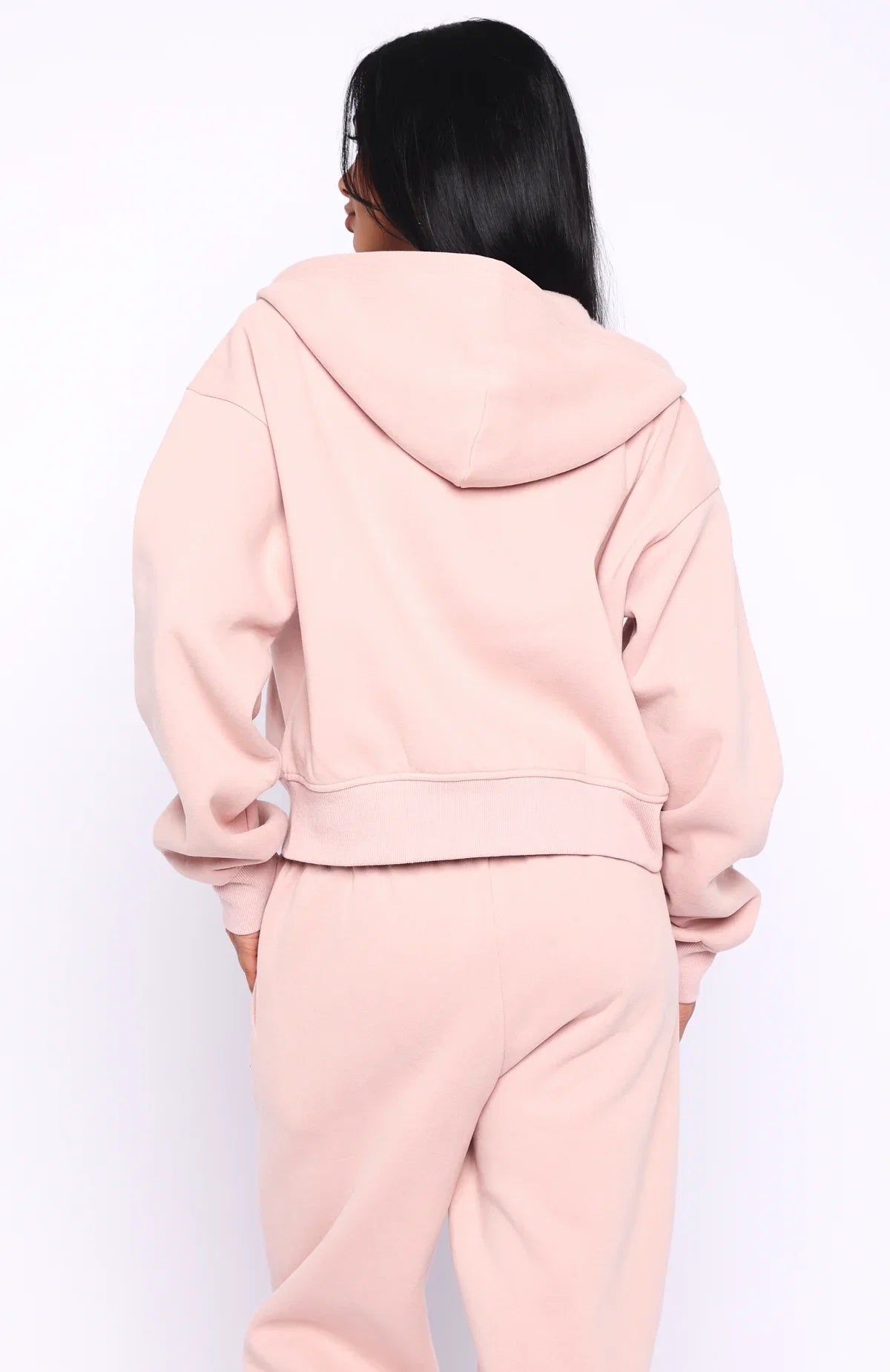 Cant Miss It Boxy Zip Front Hoodie Dusty Pink