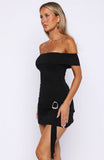 Met My Match Off Shoulder Mini Dress Black