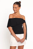 Charama Off Shoulder Knit Top Black