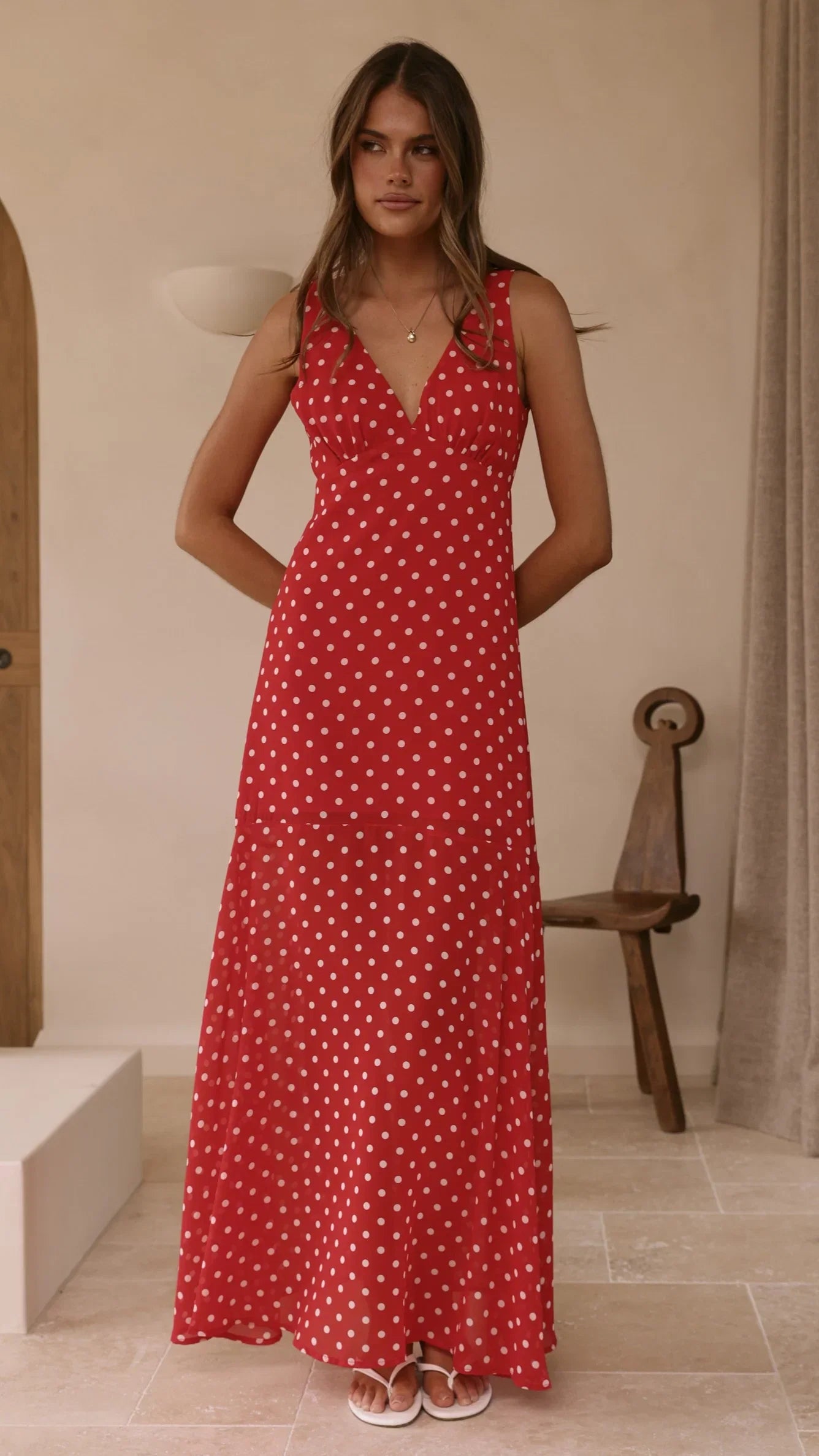 Oriella Maxi Dress Red Polka