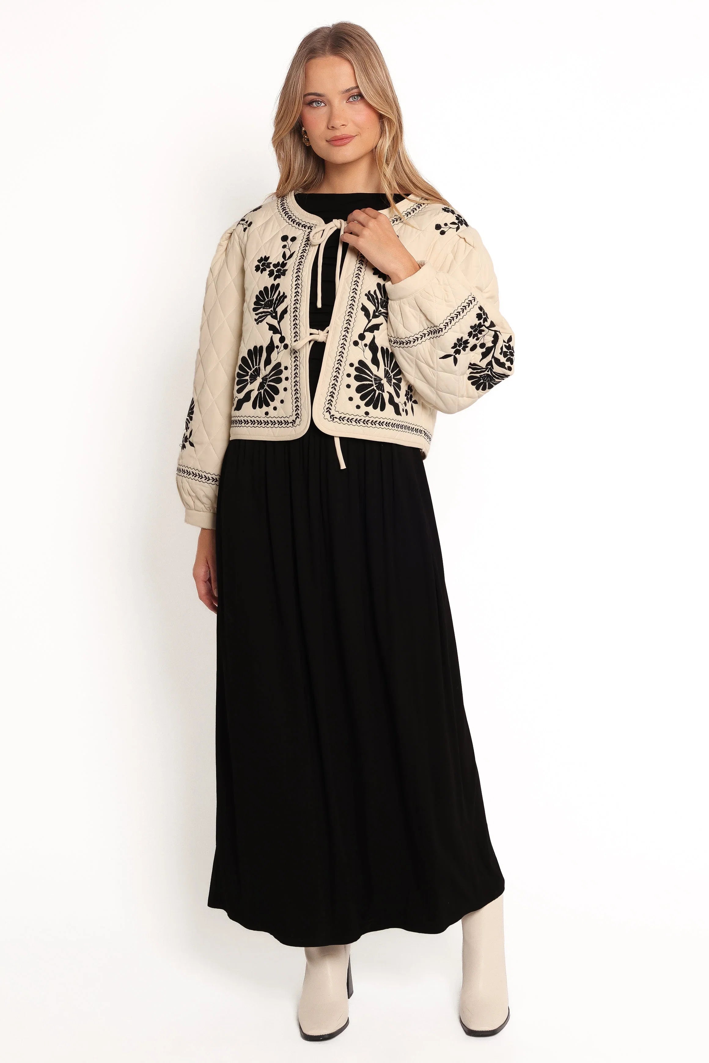 Vako Quilted Embroidered Jacket Light Taupe